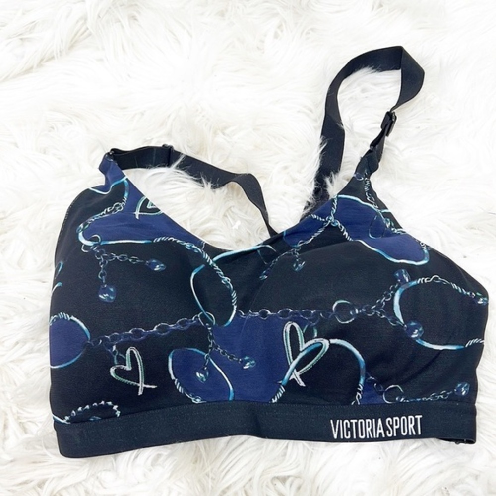 Victoria SPORTS BRA Size Blue and Black Floral 32DD Incredible Lightweight - Picture 1 of 7